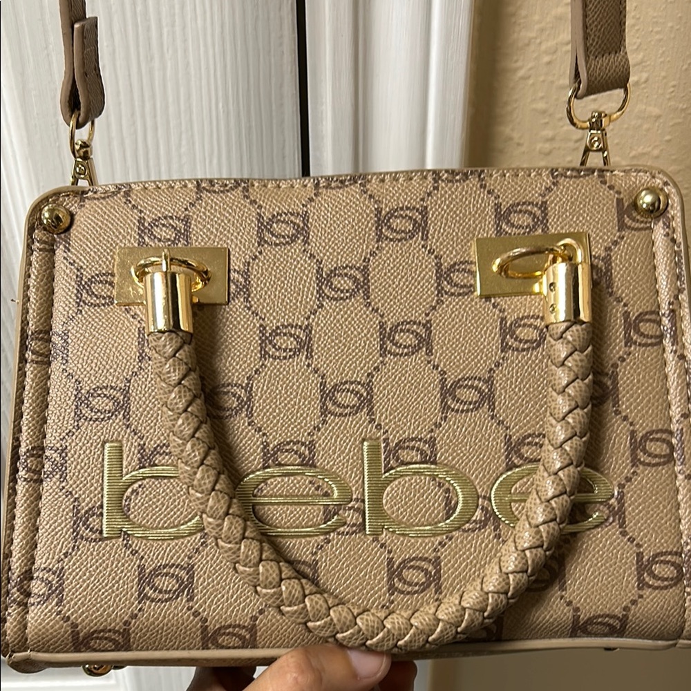 Bebe Tan and Gold Crossbody Bag with Chic Design - Picture 3 of 7